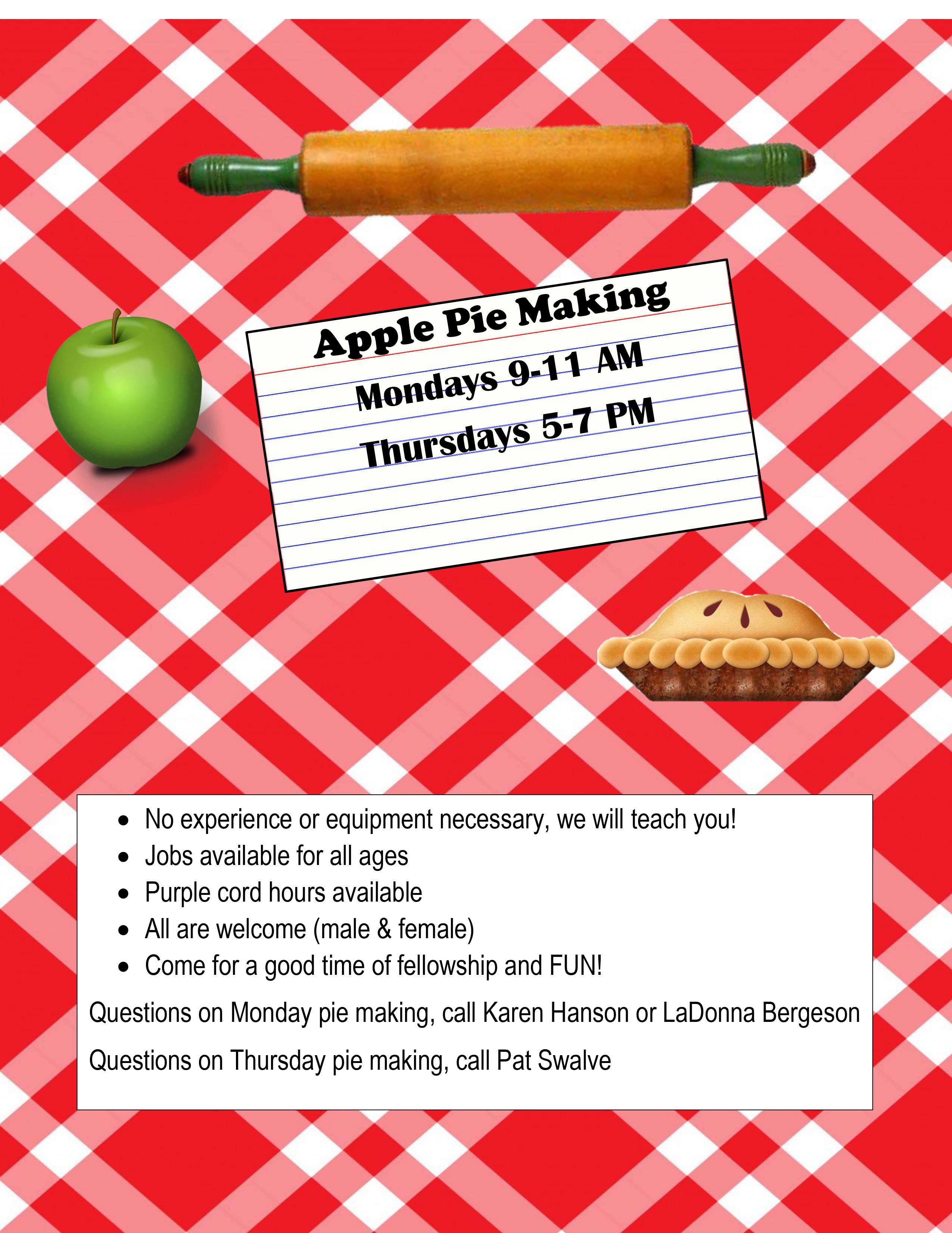 Estherville Lutheran Church Piemaking Flyer